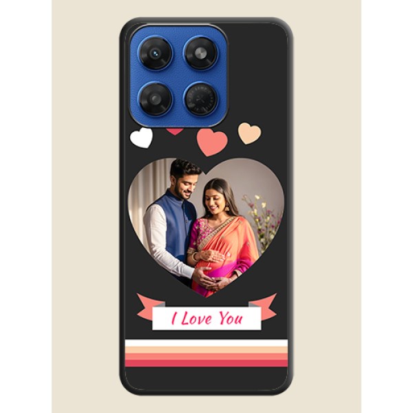 Love Shaped Photo with Colorful Stripes On Space Black Custom Soft Matte Mobile Back Cover - Motorola G77 Power 5G