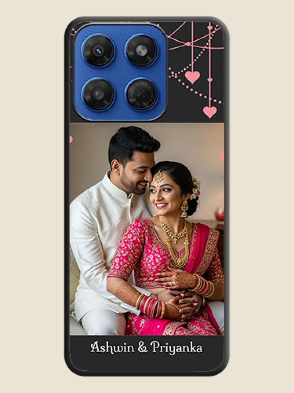 Pink Love Hangings with Text On Space Black Custom Soft Matte Mobile Back Cover - Motorola G77 Power 5G