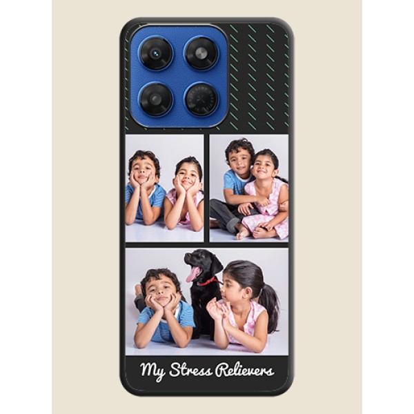 Cross Dotted Pattern with 2 Image Holder On Space Black Custom Soft Matte Mobile Back Cover - Motorola G77 Power 5G Cross Dotted Pattern with 2 Image Holder On Space Black Custom Soft Matte Mobile Back Cover - Motorola G77 Power 5G