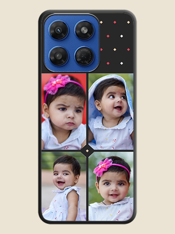 Multicolor Dotted Pattern with 4 Image Holder On Space Black Custom Soft Matte Mobile Back Cover - Motorola G77 Power 5G