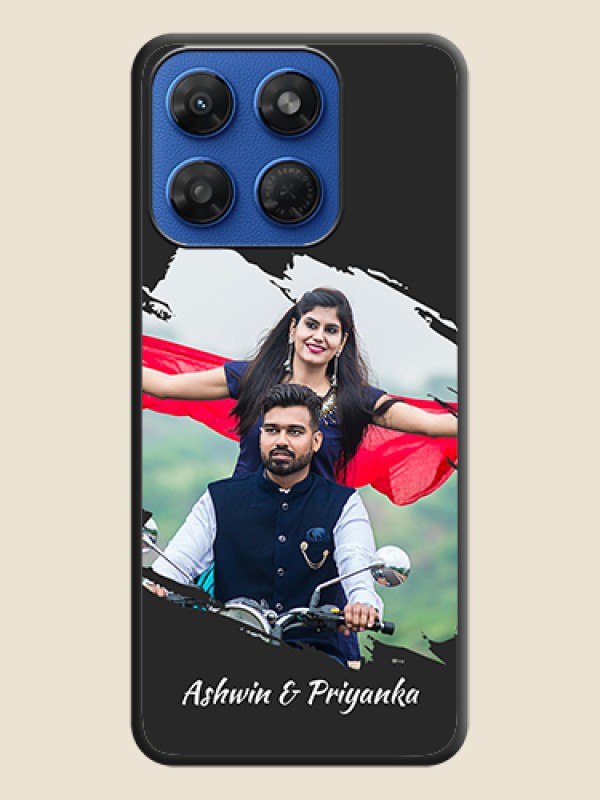 Grunge Brush Strokes on Photo On Space Black Custom Soft Matte Mobile Back Cover - Motorola G77 Power 5G
