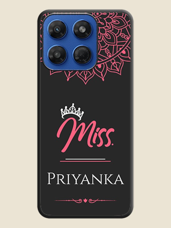 Mrs Name with Floral Design On Space Black Custom Soft Matte Mobile Back Cover - Motorola G77 Power 5G