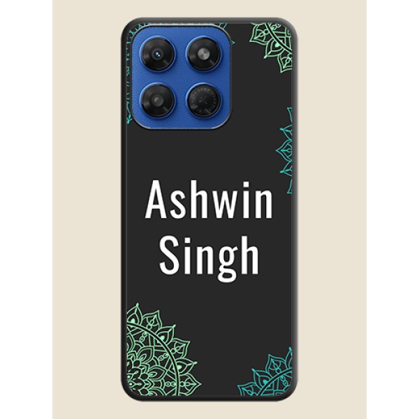 Your Name with Floral Design On Space Black Custom Soft Matte Mobile Back Cover - Motorola G77 Power 5G Your Name with Floral Design On Space Black Custom Soft Matte Mobile Back Cover - Motorola G77 Power 5G