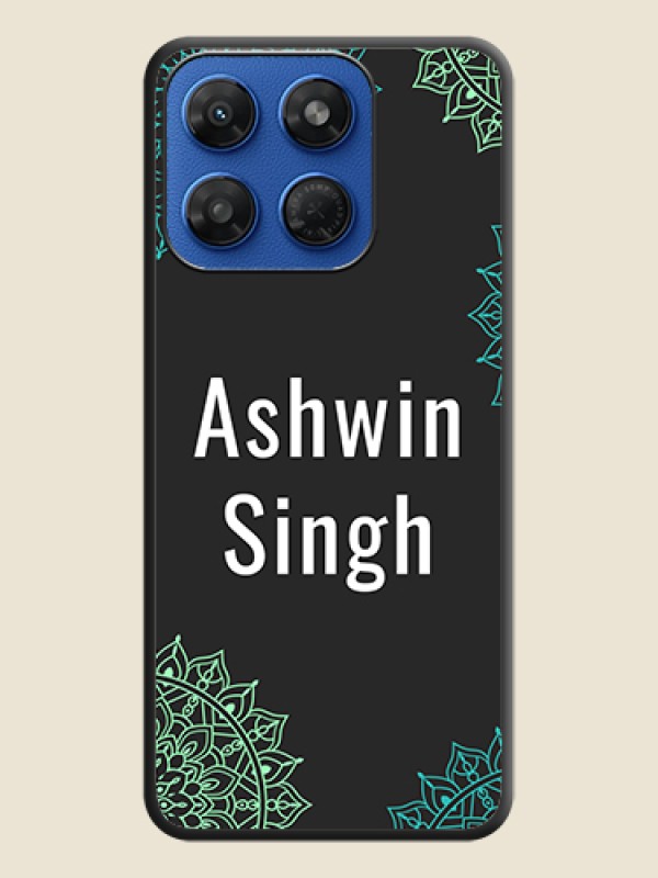 Your Name with Floral Design On Space Black Custom Soft Matte Mobile Back Cover - Motorola G77 Power 5G