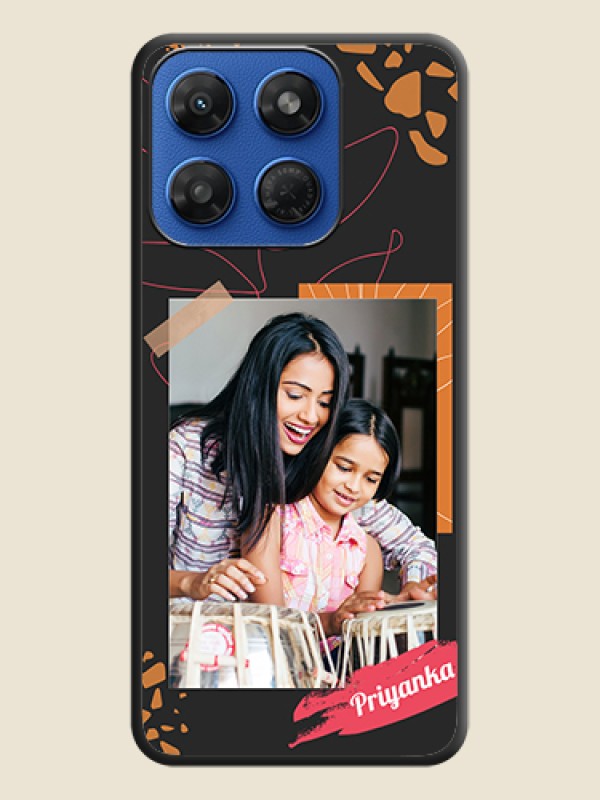Orange Photo Frame On Space Black Custom Soft Matte Mobile Back Cover - Motorola G77 Power 5G