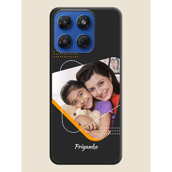 Yellow Triangle on Photo On Space Black Custom Soft Matte Mobile Back Cover - Motorola G77 Power 5G Yellow Triangle on Photo On Space Black Custom Soft Matte Mobile Back Cover - Motorola G77 Power 5G