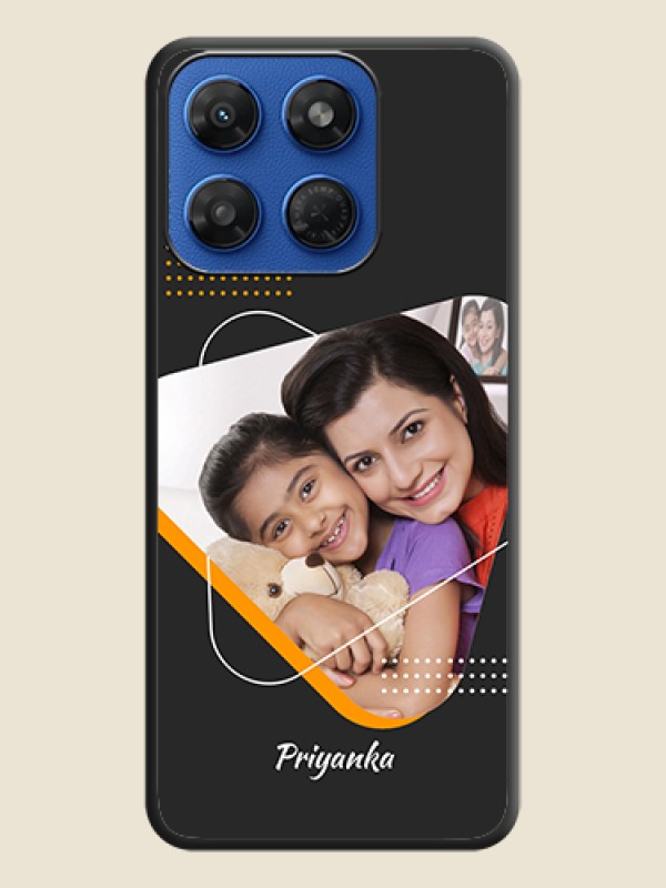 Yellow Triangle on Photo On Space Black Custom Soft Matte Mobile Back Cover - Motorola G77 Power 5G