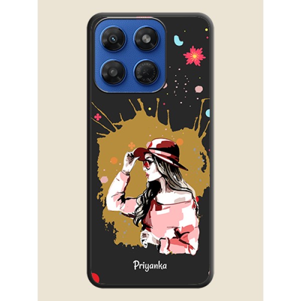 Mordern Lady With Color Splash Background With Custom Text On Space Black Custom Soft Matte Mobile Back Cover - Motorola G77 Power 5G