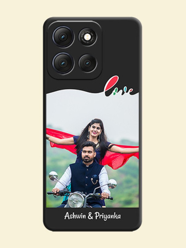 Fall in Love Pattern with Picture on Photo On Space Black Custom Soft Matte Mobile Back Cover - Motorola G86 Power 5G