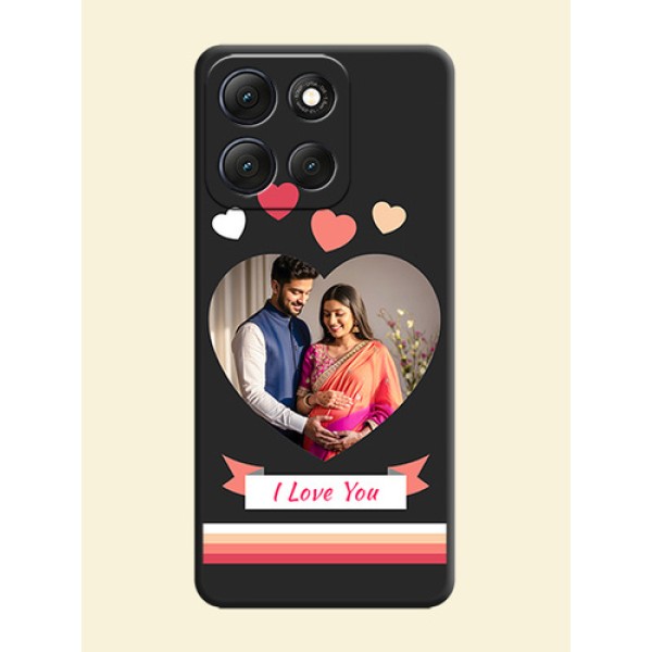 Love Shaped Photo with Colorful Stripes On Space Black Custom Soft Matte Mobile Back Cover - Motorola G86 Power 5G Love Shaped Photo with Colorful Stripes On Space Black Custom Soft Matte Mobile Back Cover - Motorola G86 Power 5G