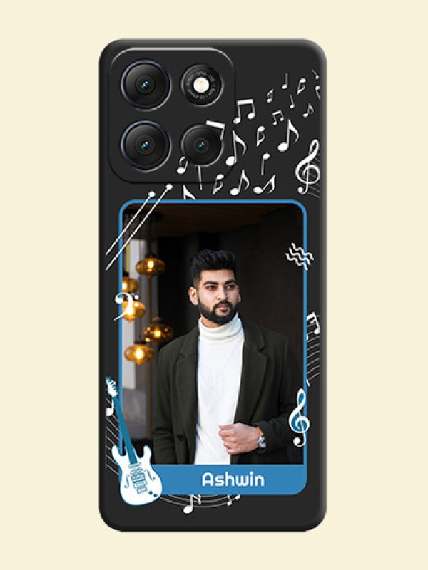 Musical Theme Design with Text on Photo On Space Black Custom Soft Matte Mobile Back Cover - Motorola G86 Power 5G