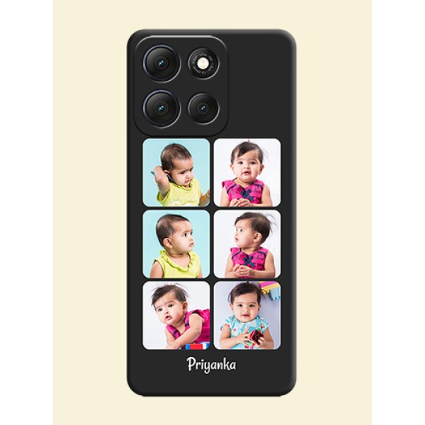Floral Art with 6 Image Holder on Photo On Space Black Custom Soft Matte Mobile Back Cover - Motorola G86 Power 5G Floral Art with 6 Image Holder on Photo On Space Black Custom Soft Matte Mobile Back Cover - Motorola G86 Power 5G