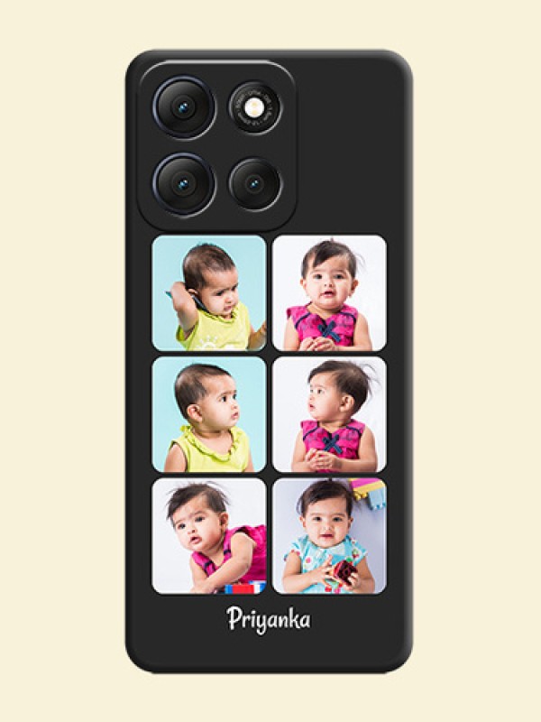Floral Art with 6 Image Holder on Photo On Space Black Custom Soft Matte Mobile Back Cover - Motorola G86 Power 5G