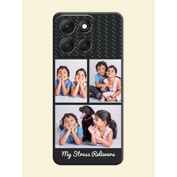 Cross Dotted Pattern with 2 Image Holder On Space Black Custom Soft Matte Mobile Back Cover - Motorola G86 Power 5G Cross Dotted Pattern with 2 Image Holder On Space Black Custom Soft Matte Mobile Back Cover - Motorola G86 Power 5G