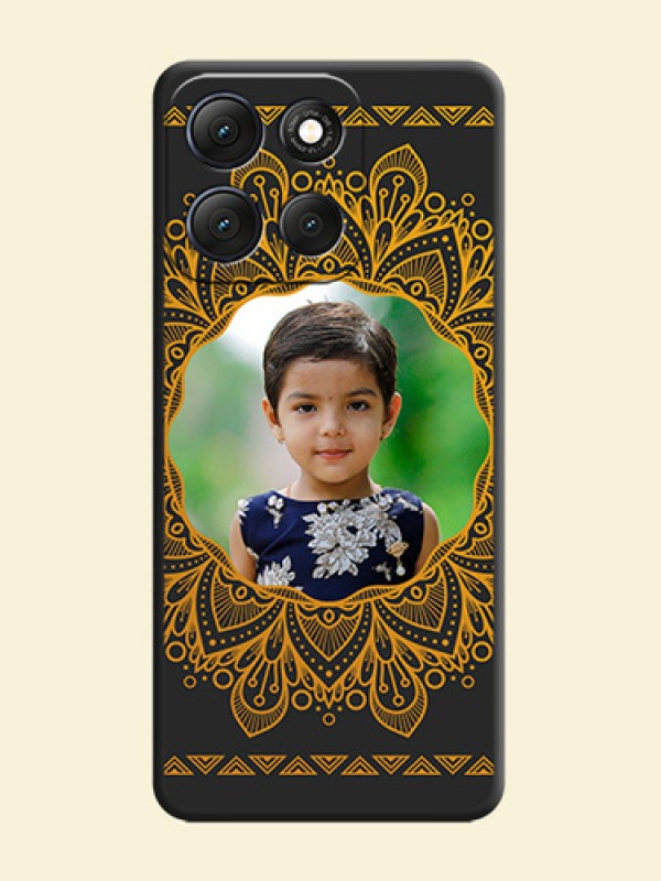 Round Image with Floral Design On Space Black Custom Soft Matte Mobile Back Cover - Motorola G86 Power 5G
