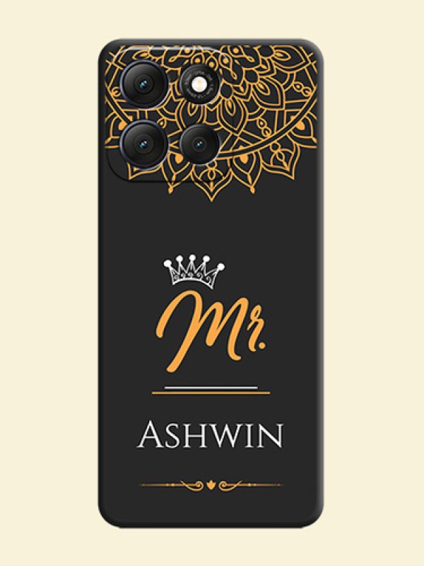 Mr Name with Floral Design On Space Black Custom Soft Matte Mobile Back Cover - Motorola G86 Power 5G