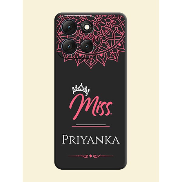 Mrs Name with Floral Design On Space Black Custom Soft Matte Mobile Back Cover - Motorola G86 Power 5G Mrs Name with Floral Design On Space Black Custom Soft Matte Mobile Back Cover - Motorola G86 Power 5G