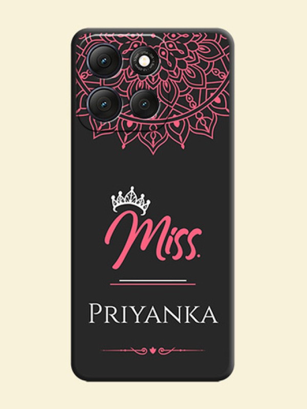 Mrs Name with Floral Design On Space Black Custom Soft Matte Mobile Back Cover - Motorola G86 Power 5G