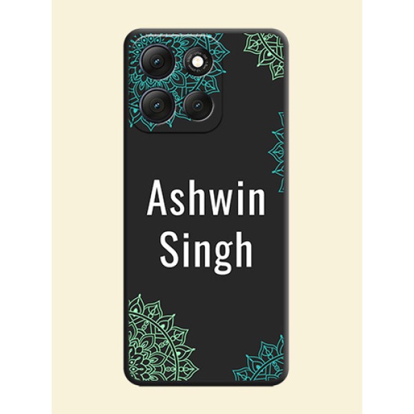 Your Name with Floral Design On Space Black Custom Soft Matte Mobile Back Cover - Motorola G86 Power 5G Your Name with Floral Design On Space Black Custom Soft Matte Mobile Back Cover - Motorola G86 Power 5G