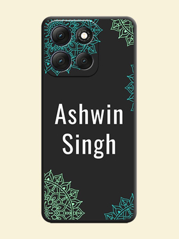 Your Name with Floral Design On Space Black Custom Soft Matte Mobile Back Cover - Motorola G86 Power 5G