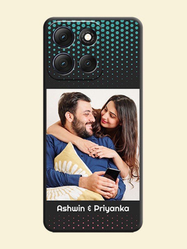 Faded Dots with Grunge Photo Frame and Text On Space Black Custom Soft Matte Mobile Back Cover - Motorola G86 Power 5G