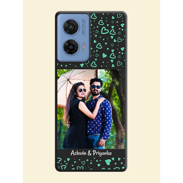 Sea Green Indefinite Love Pattern on Photo On Space Black Custom Soft Matte Mobile Back Cover - Motorola G96 5G