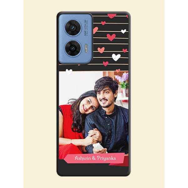 Love Pattern with Name on Pink Ribbon on Photo On Space Black Custom Soft Matte Mobile Back Cover - Motorola G96 5G Love Pattern with Name on Pink Ribbon on Photo On Space Black Custom Soft Matte Mobile Back Cover - Motorola G96 5G