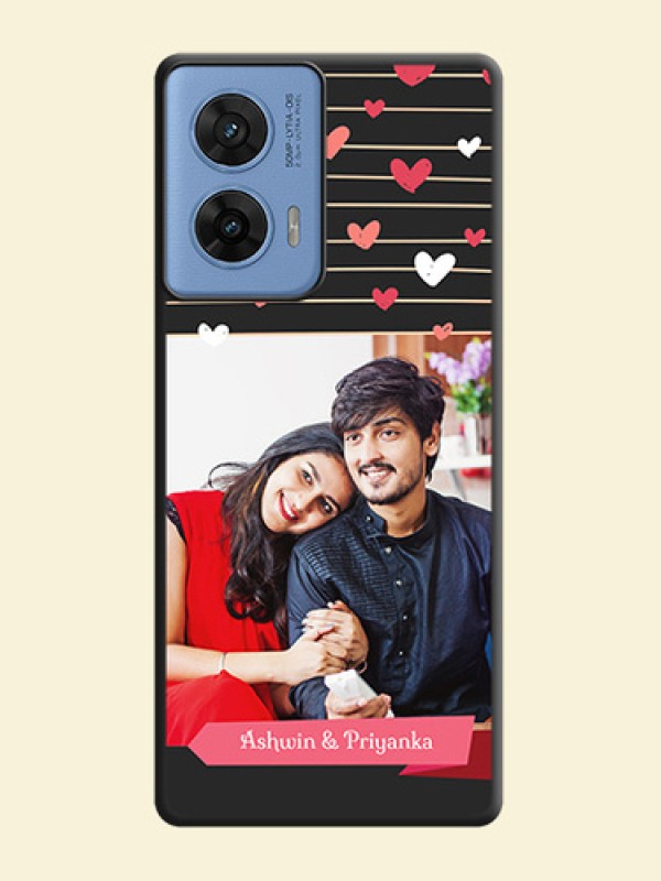 Love Pattern with Name on Pink Ribbon on Photo On Space Black Custom Soft Matte Mobile Back Cover - Motorola G96 5G