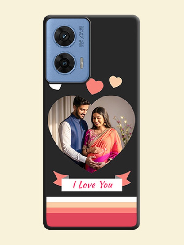 Love Shaped Photo with Colorful Stripes On Space Black Custom Soft Matte Mobile Back Cover - Motorola G96 5G
