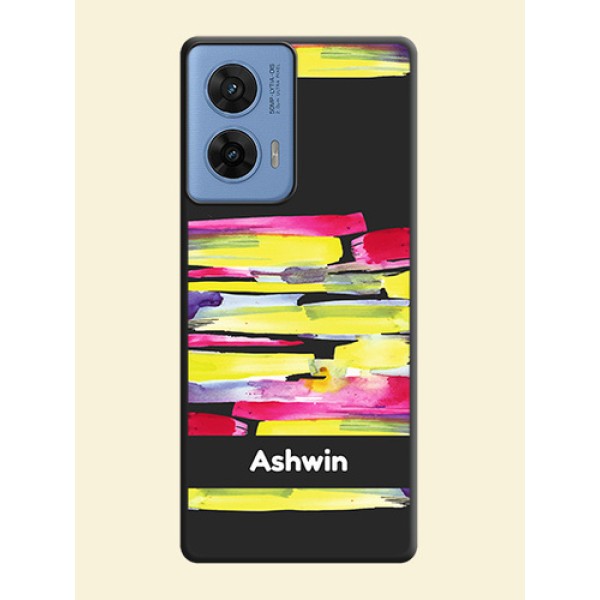 Brush Coloured On Space Black Custom Soft Matte Mobile Back Cover - Motorola G96 5G Brush Coloured On Space Black Custom Soft Matte Mobile Back Cover - Motorola G96 5G