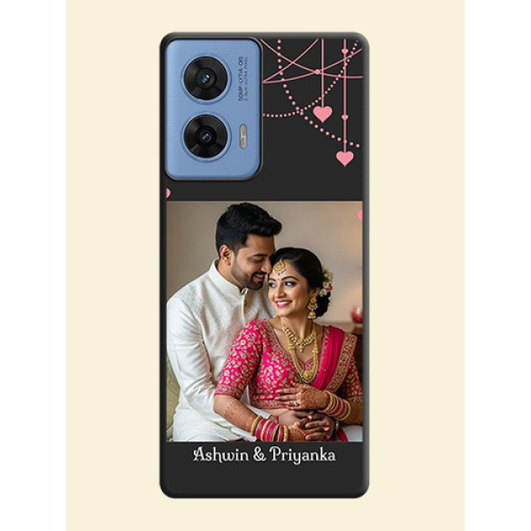 Pink Love Hangings with Text On Space Black Custom Soft Matte Mobile Back Cover - Motorola G96 5G Pink Love Hangings with Text On Space Black Custom Soft Matte Mobile Back Cover - Motorola G96 5G