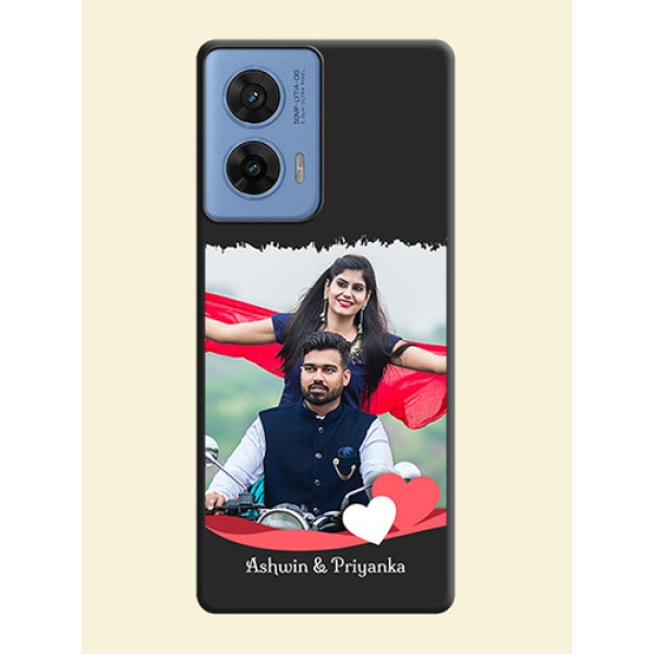 Pin Color Love Shaped Ribbon Design with Text On Space Black Custom Soft Matte Mobile Back Cover - Motorola G96 5G
