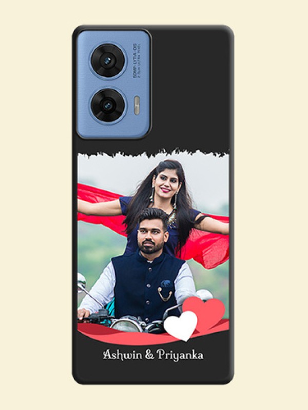 Pin Color Love Shaped Ribbon Design with Text On Space Black Custom Soft Matte Mobile Back Cover - Motorola G96 5G