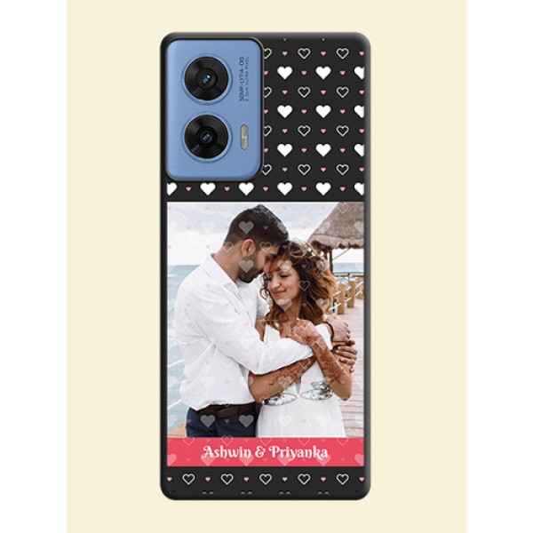 White Color Love Symbols with Text Design on Photo On Space Black Custom Soft Matte Mobile Back Cover - Motorola G96 5G