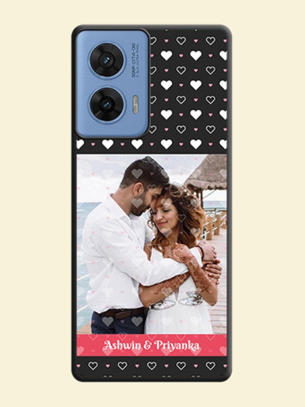 White Color Love Symbols with Text Design on Photo On Space Black Custom Soft Matte Mobile Back Cover - Motorola G96 5G