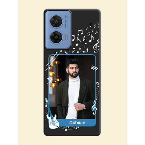 Musical Theme Design with Text on Photo On Space Black Custom Soft Matte Mobile Back Cover - Motorola G96 5G Musical Theme Design with Text on Photo On Space Black Custom Soft Matte Mobile Back Cover - Motorola G96 5G