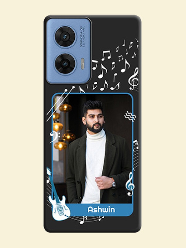 Musical Theme Design with Text on Photo On Space Black Custom Soft Matte Mobile Back Cover - Motorola G96 5G