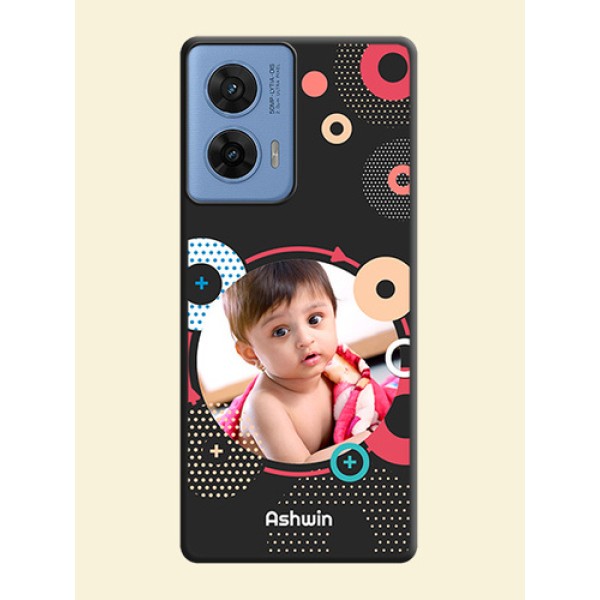 Multicoloured Round Image On Space Black Custom Soft Matte Mobile Back Cover - Motorola G96 5G Multicoloured Round Image On Space Black Custom Soft Matte Mobile Back Cover - Motorola G96 5G