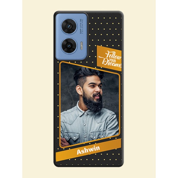 Follow Your Dreams with White Dots On Space Black Custom Soft Matte Mobile Back Cover - Motorola G96 5G Follow Your Dreams with White Dots On Space Black Custom Soft Matte Mobile Back Cover - Motorola G96 5G