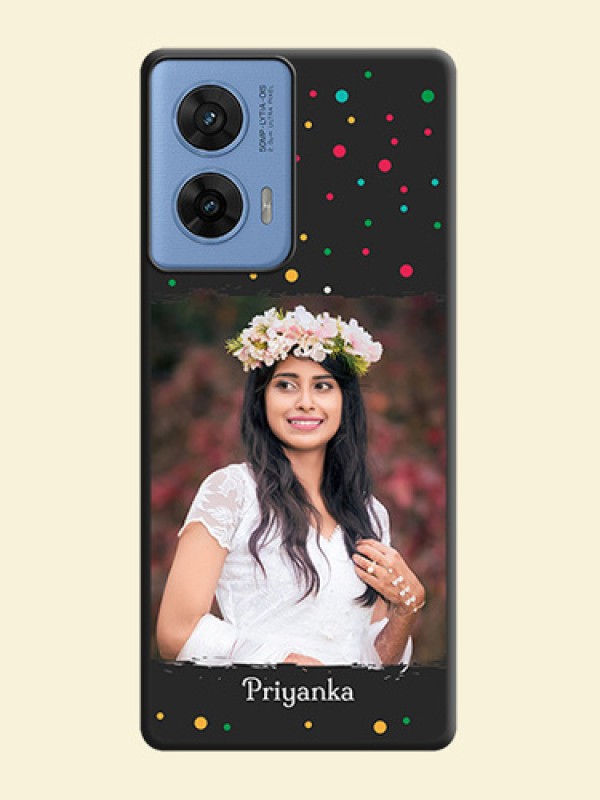 Multicolor Dotted Pattern with Text On Space Black Custom Soft Matte Mobile Back Cover - Motorola G96 5G