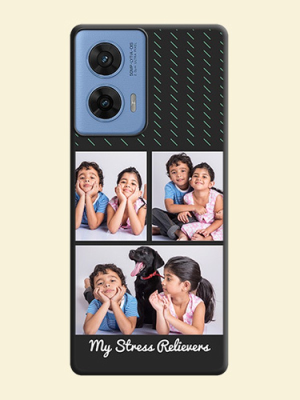 Cross Dotted Pattern with 2 Image Holder On Space Black Custom Soft Matte Mobile Back Cover - Motorola G96 5G