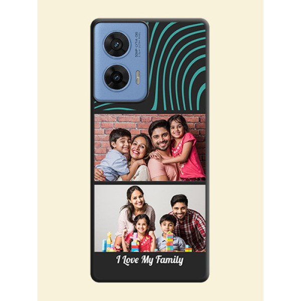Wave Pattern with 2 Image Holder On Space Black Custom Soft Matte Mobile Back Cover - Motorola G96 5G Wave Pattern with 2 Image Holder On Space Black Custom Soft Matte Mobile Back Cover - Motorola G96 5G