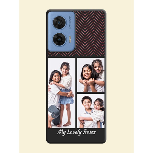 Wave Pattern with 3 Image Holder On Space Black Custom Soft Matte Mobile Back Cover - Motorola G96 5G Wave Pattern with 3 Image Holder On Space Black Custom Soft Matte Mobile Back Cover - Motorola G96 5G