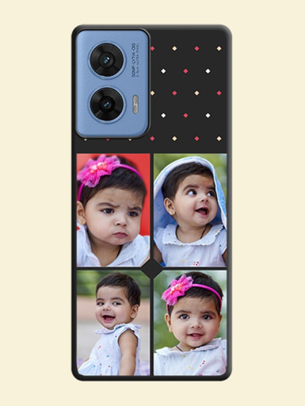 Multicolor Dotted Pattern with 4 Image Holder On Space Black Custom Soft Matte Mobile Back Cover - Motorola G96 5G