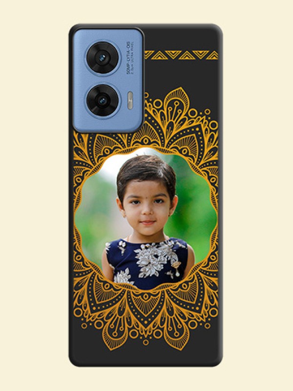 Round Image with Floral Design On Space Black Custom Soft Matte Mobile Back Cover - Motorola G96 5G