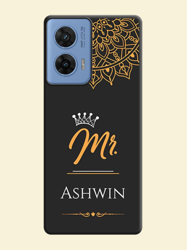 Mr Name with Floral Design On Space Black Custom Soft Matte Mobile Back Cover - Motorola G96 5G