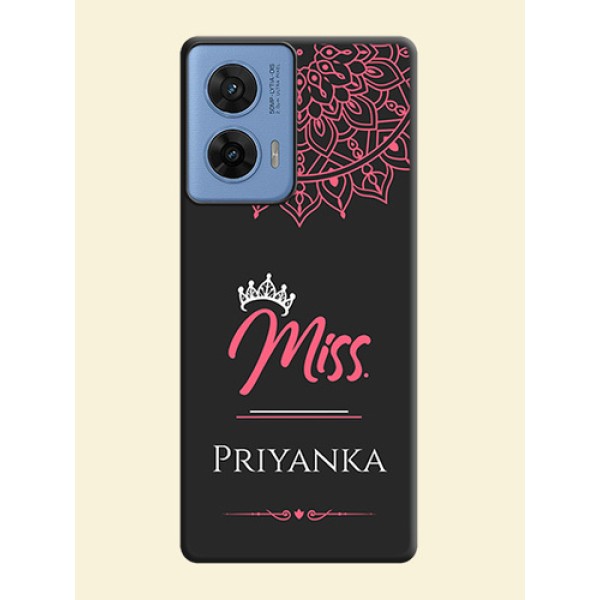Mrs Name with Floral Design On Space Black Custom Soft Matte Mobile Back Cover - Motorola G96 5G Mrs Name with Floral Design On Space Black Custom Soft Matte Mobile Back Cover - Motorola G96 5G