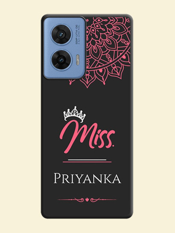 Mrs Name with Floral Design On Space Black Custom Soft Matte Mobile Back Cover - Motorola G96 5G