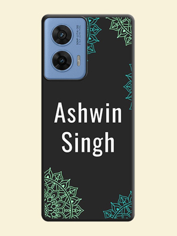 Your Name with Floral Design On Space Black Custom Soft Matte Mobile Back Cover - Motorola G96 5G