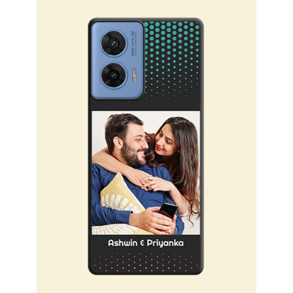 Faded Dots with Grunge Photo Frame and Text On Space Black Custom Soft Matte Mobile Back Cover - Motorola G96 5G Faded Dots with Grunge Photo Frame and Text On Space Black Custom Soft Matte Mobile Back Cover - Motorola G96 5G